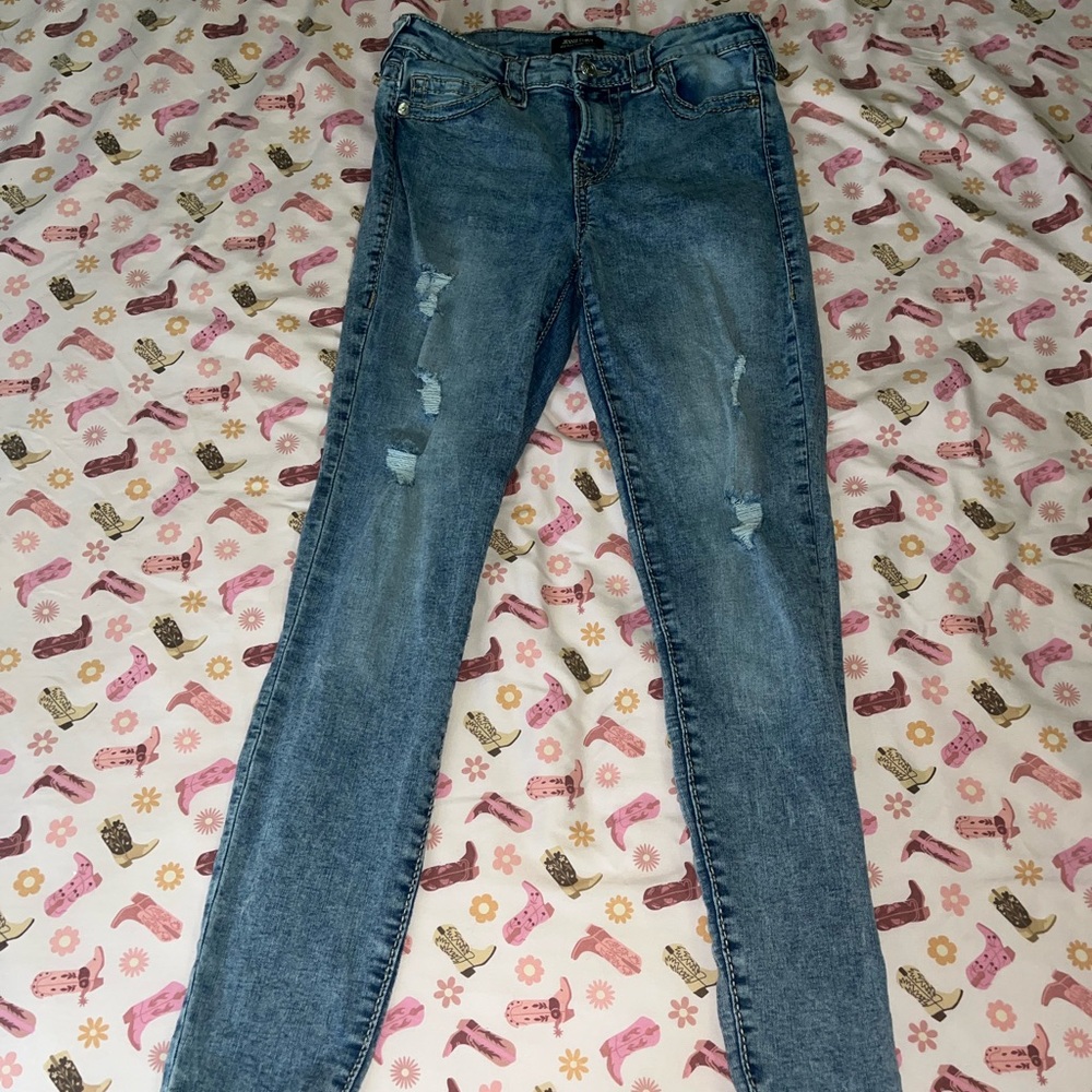 True Religion Women's Light Blue Distressed Skinny Jeans